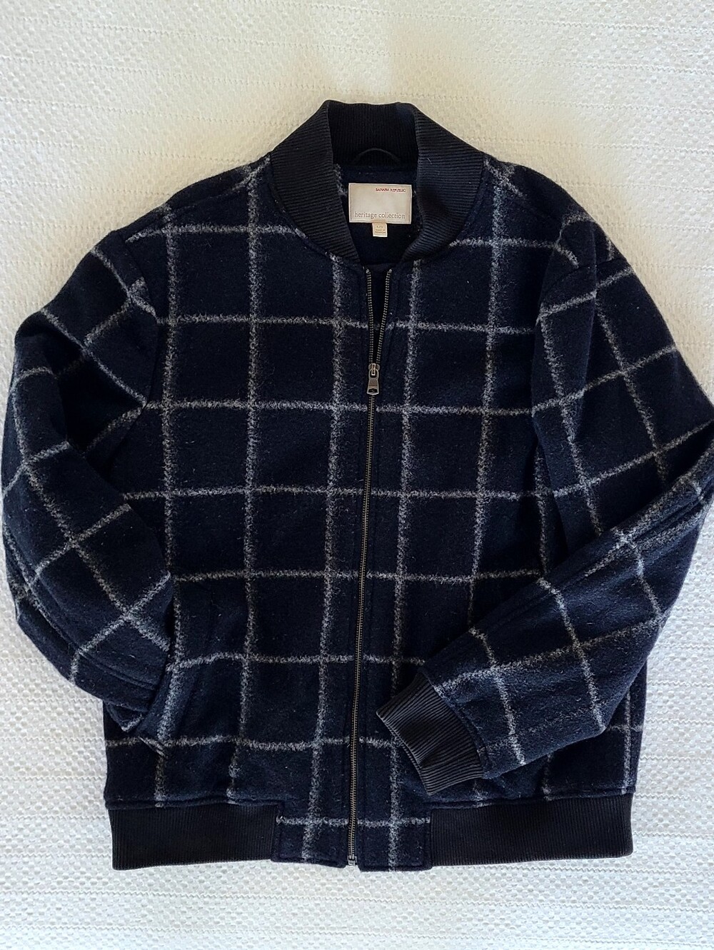 Men's Banana Republic Large Navy Windowpane Jacket